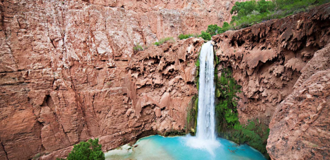 Walking at Havasu Falls in Grand Canyon